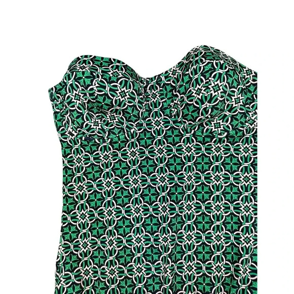 J.CREW Lattice Green & Blue Strapless Medallion Ruched One Piece Swimsuit Size 8 - Picture 3 of 6